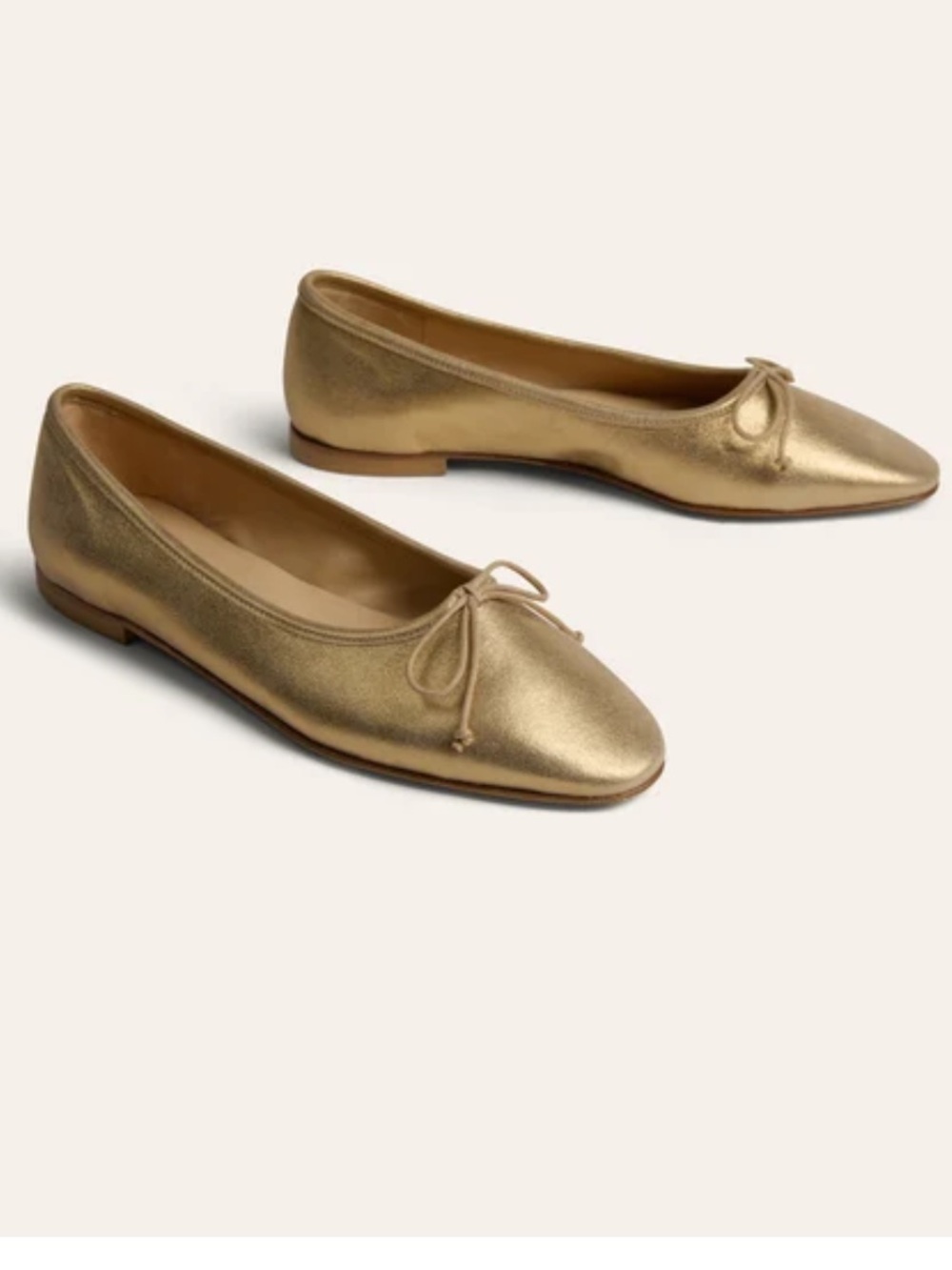 Metallic Gold Ballet Flats with Bow